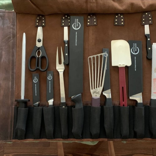 Waxed Canvas Basic Chef Knife Roll Bag 8 Pockets for Knives Etsy