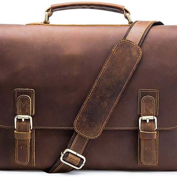 Leather briefcase, mens briefcase, leather shoulder briefcase bag, brown leather briefcase for men cyber sale Cyber Friday