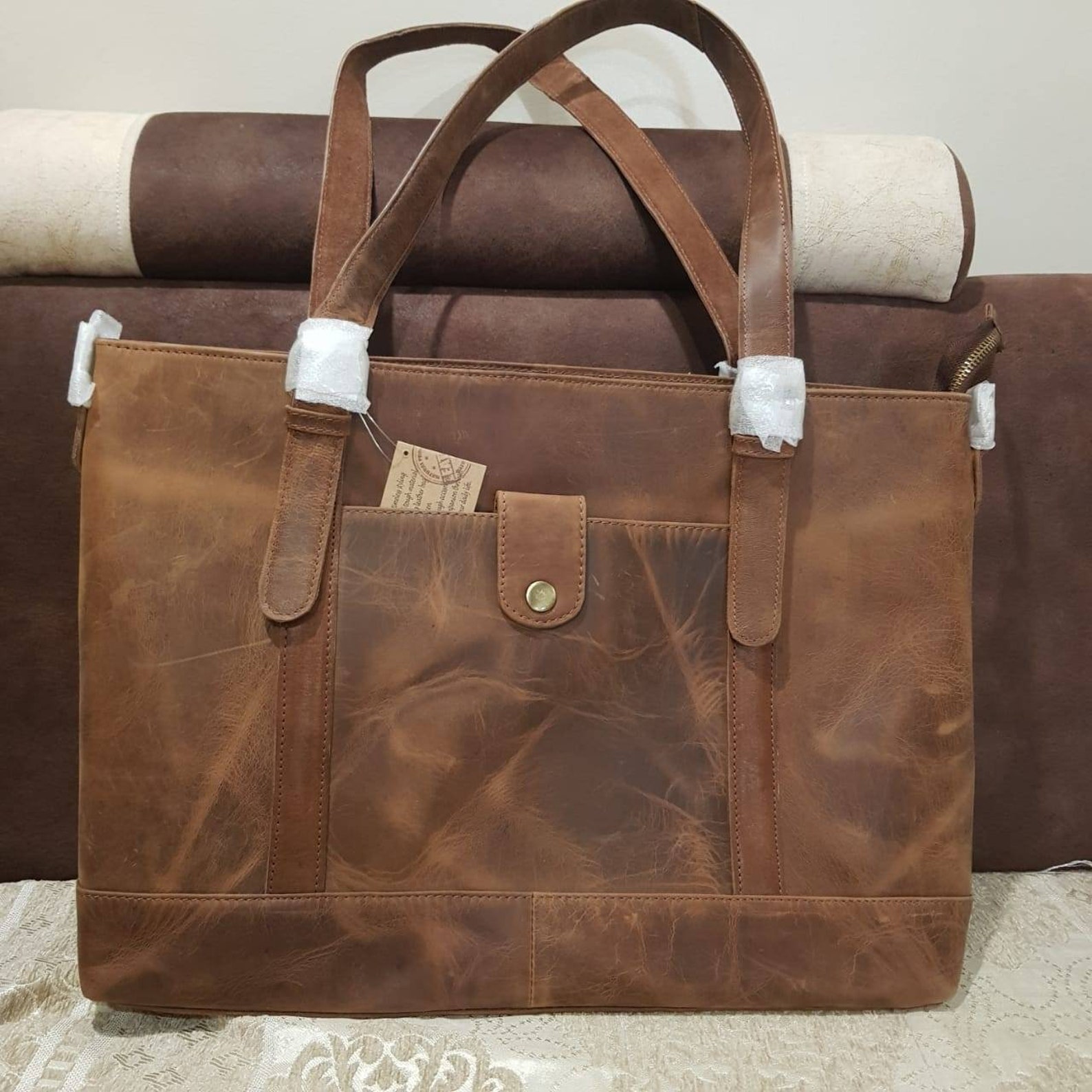 Leather Tote Bag Leather Tote With Zipper Leather Tote Bags Etsy