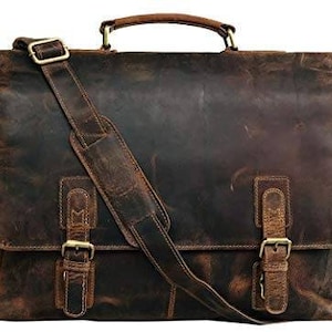 Personalized Genuine leather messenger bag laptop bag shoulder bag for women gift for men office bag work briefcase rustic bag Large Satchel