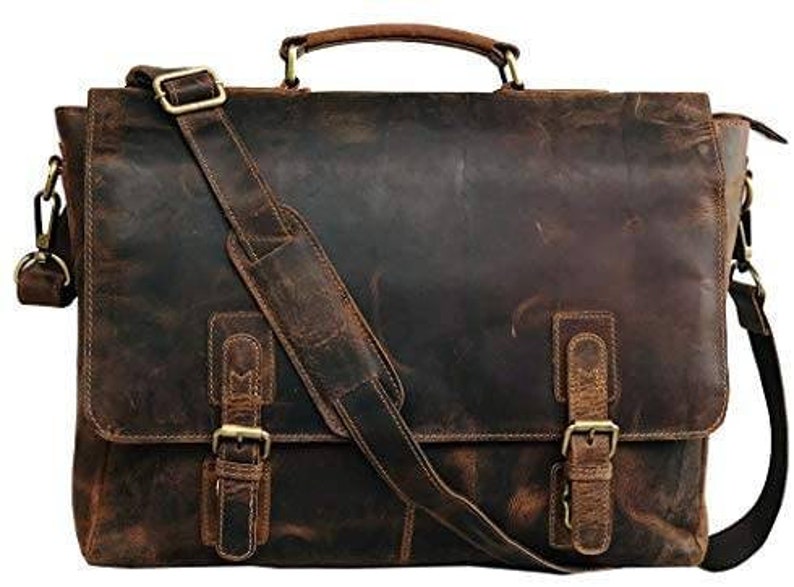 Personalisierte Umhängetasche aus echtem Leder Laptoptasche Umhängetasche für Frauen Geschenk für Männer Bürotasche Arbeit Aktentasche rustikale Tasche Große Schultasche Brown 16 inch bag