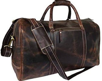 Leather Duffle Bag, Christmas Gift, Large Travel Bag, Mens Leather Weekend Bag, Personalized Outdoor Bag, Holdall Bag, Groomsmen Gift Bag