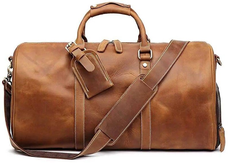 Handmade Leather Duffle Bag With Shoe Compartment Personalized Etsy