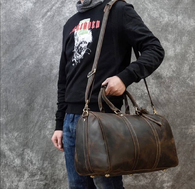 Leather Duffle Bag Men Personalized Groomsmen Gift Bag Etsy