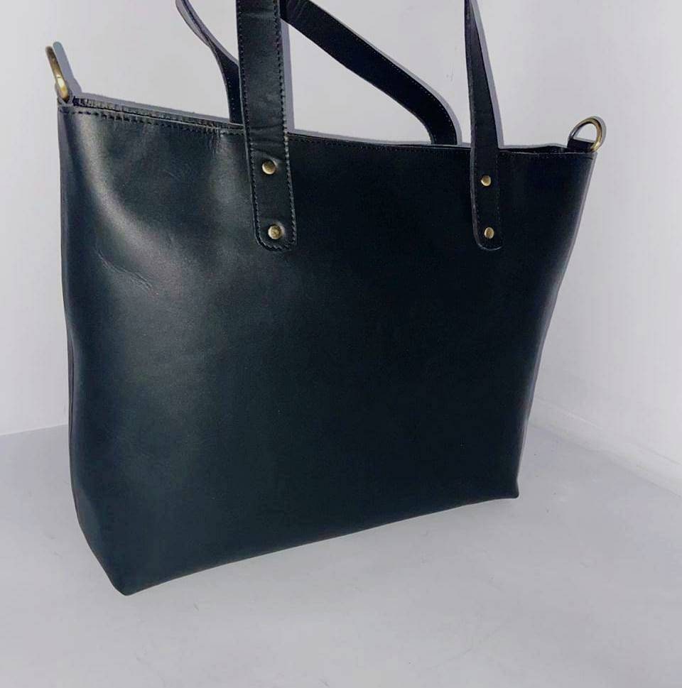 Black Leather Tote Bag for Women Purse Large Work Shoulder Bag Etsy