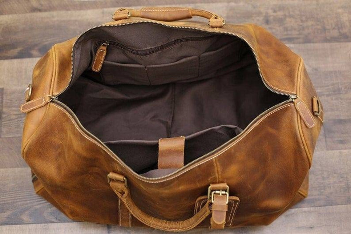 Monogrammed leather duffle bag men groomsmen gift Etsy