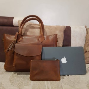 Damen Leder Laptoptasche Damen Braun Leder Laptoptasche, Leder Umhängetasche für Damen, Leder Damen Messenger Weihnachtsgeschenke Cyber