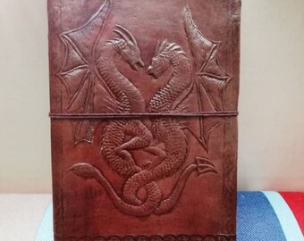 Large Dragon Embossed Leather Journal – Coptic Bound Notebook