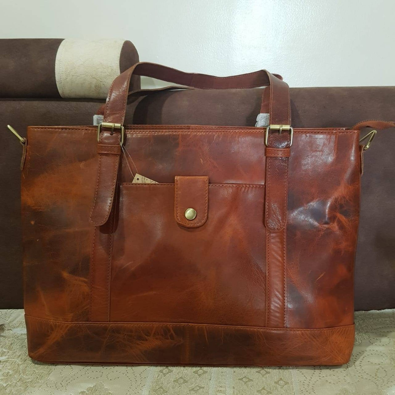 Leather Tote Bag Leather Tote With Zipper Leather Tote Bags Etsy