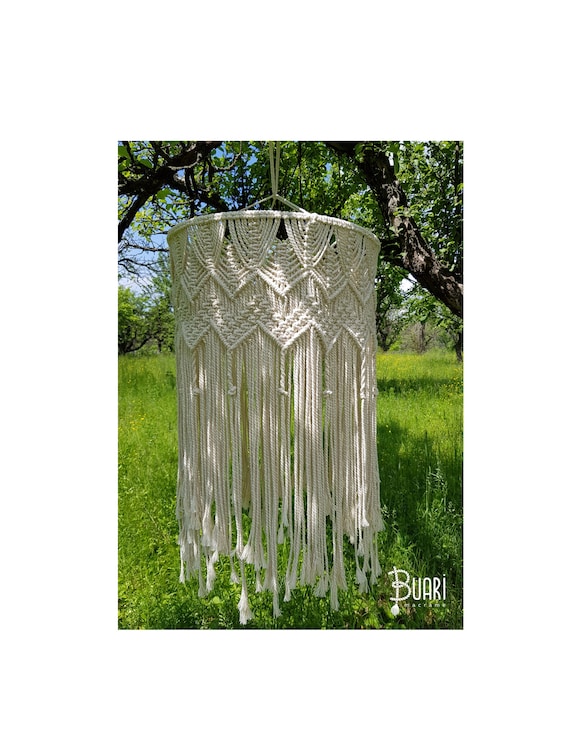 Big Macrame Shade, Handmade Chandelier, Bohemian Lamps
