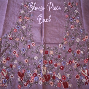 Blouse piece view of matching lilac organza blouse fabric