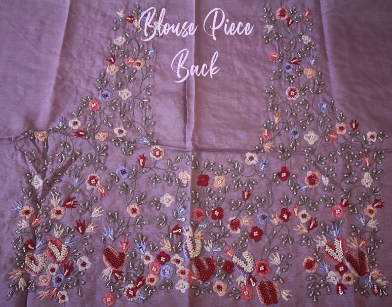 Blouse piece view of matching lilac organza blouse fabric