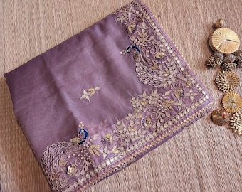 Lavender Tissue Organza Gota Patti Saree