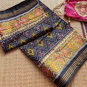 Black Pure Mulberry Silk Rajkot Patola Saree