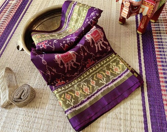 Purple Pure Mulberry Silk Rajkot Patola Saree