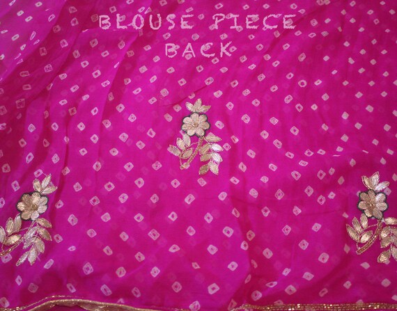 Pink Pure Crepe Rai Bandhej Gota Patti Handwork Saree - Etsy