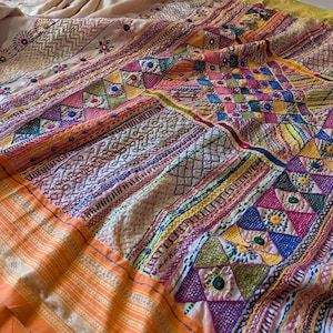 Pure Vidarbha Tussar Silk Lambani Handwork Saree