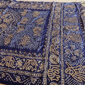 Blue Gaji Silk Bandhani Gota Patti Handwork Dupatta