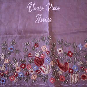 Blouse piece view of matching lilac organza blouse fabric