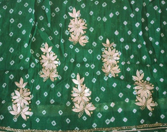 振袖ピンク（PATTI PATTI) Magenta Gota Patti Bandhani on Pure Chiffon Saree – Naina Jain