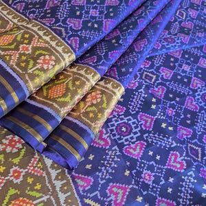 Blue Pure Mulberry Silk Rajkot Patola Saree