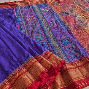 Purple Pure Ilkal Silk Lambani Handwork Saree