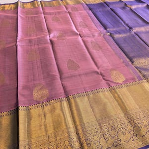 Saree body view with mauve kanchipuram silk weaving pattern