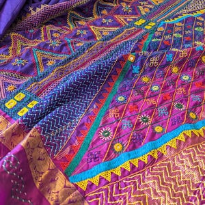 Purple Kanjivaram Silk Lambani Handwork Saree