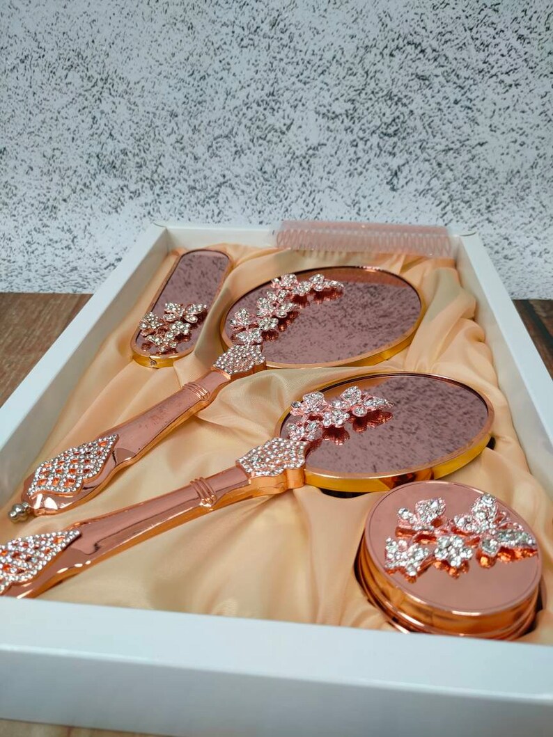 Personalized Bronze Brush and Mirror Set Mirror and Comb Set Etsy Canada