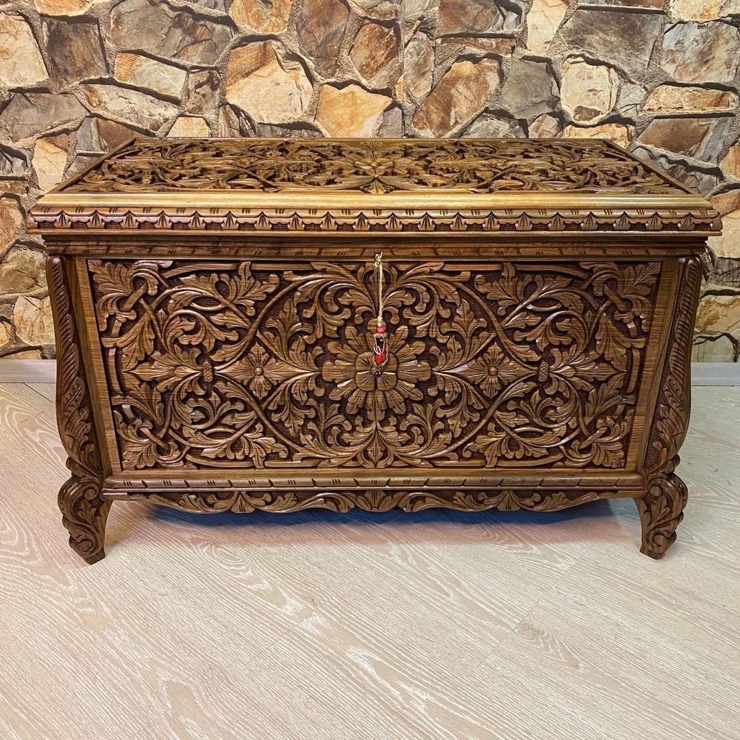 Wooden Chest Curved Wooden Box Handmade Walnut Chest - Etsy