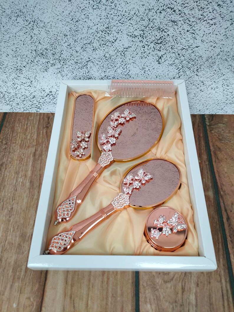 Personalized Bronze Brush and Mirror Set Mirror and Comb Set Etsy Canada