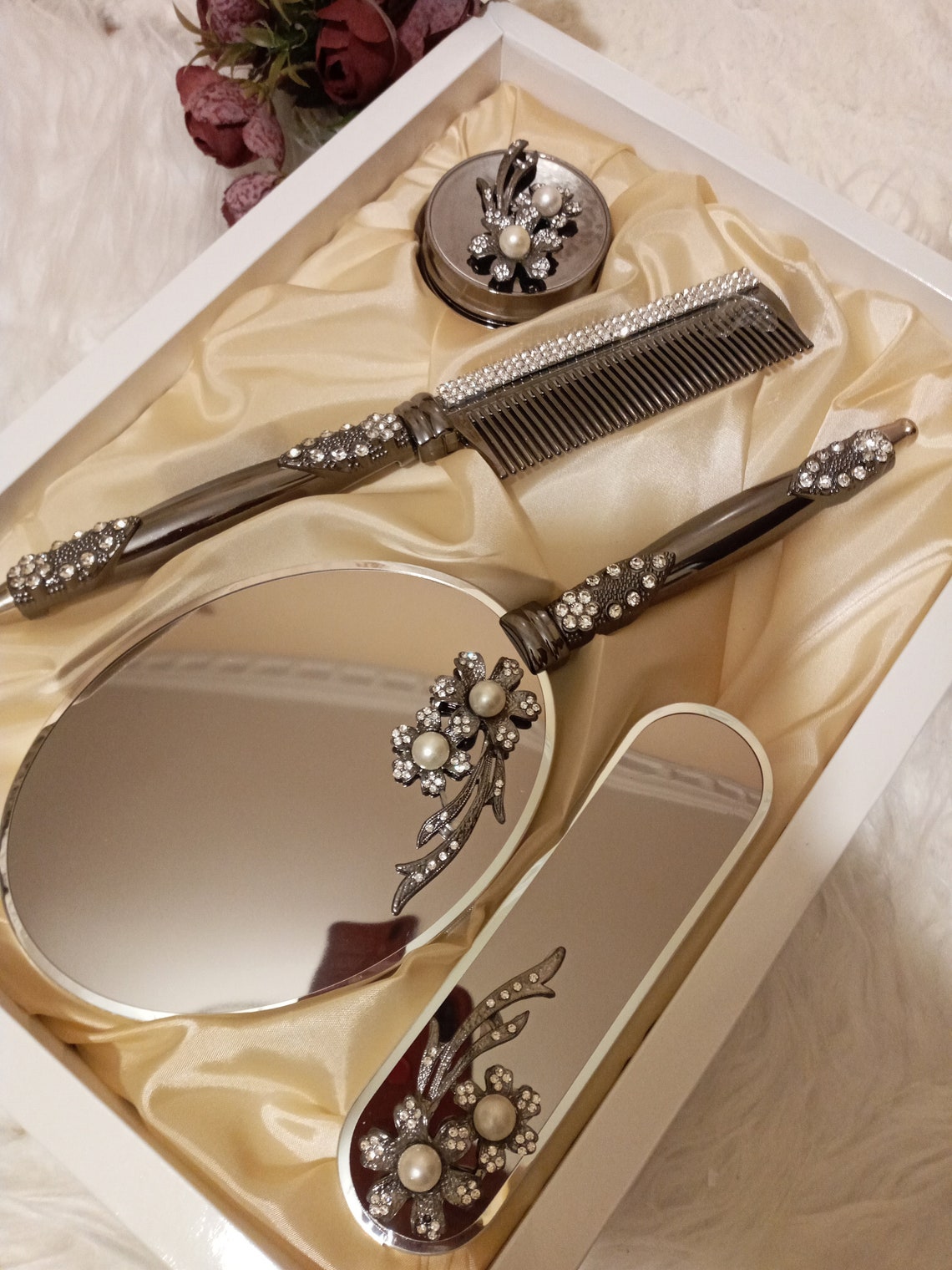 Brush and mirror set mirror and comb set Mirror brush comb Etsy