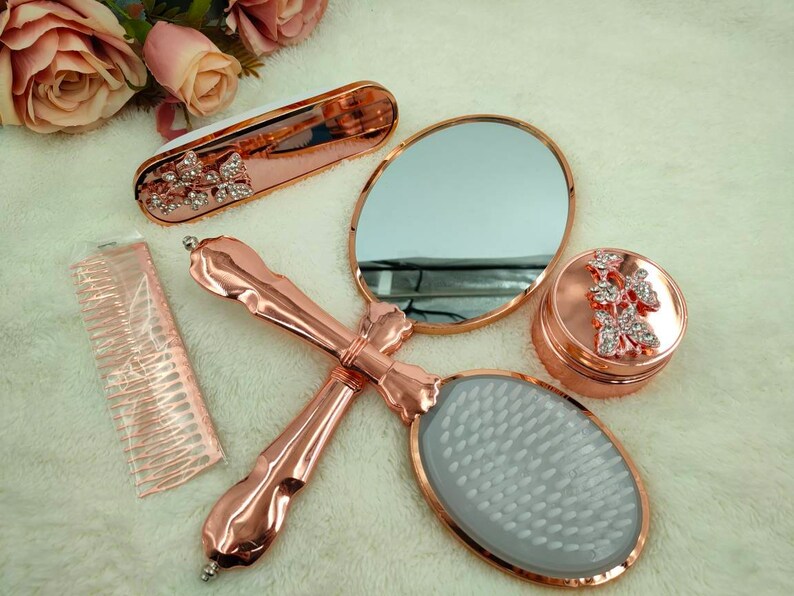 Personalized Bronze Brush and Mirror Set Mirror and Comb Set Etsy Canada