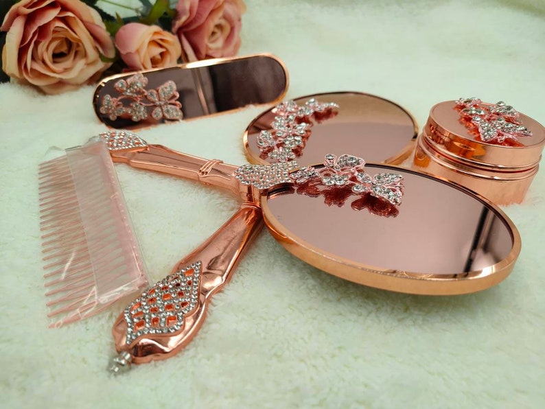 Personalized Bronze Brush and Mirror Set Mirror and Comb Set Etsy Canada