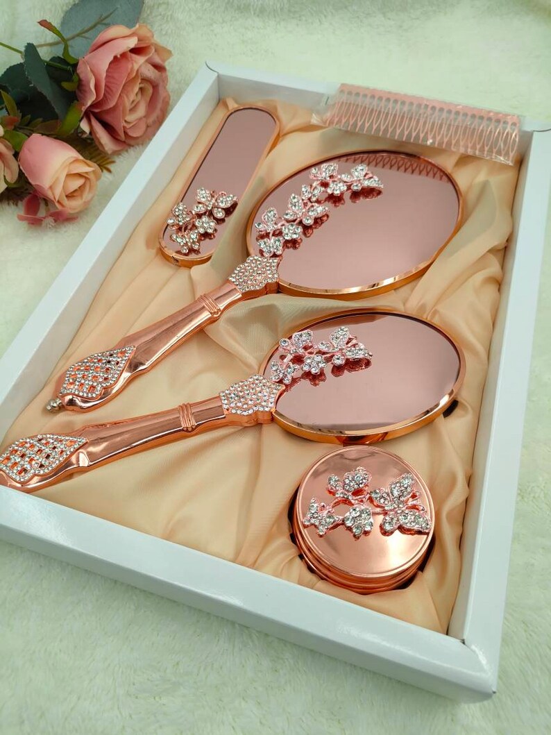 Personalized Bronze Brush and Mirror Set Mirror and Comb Set Etsy