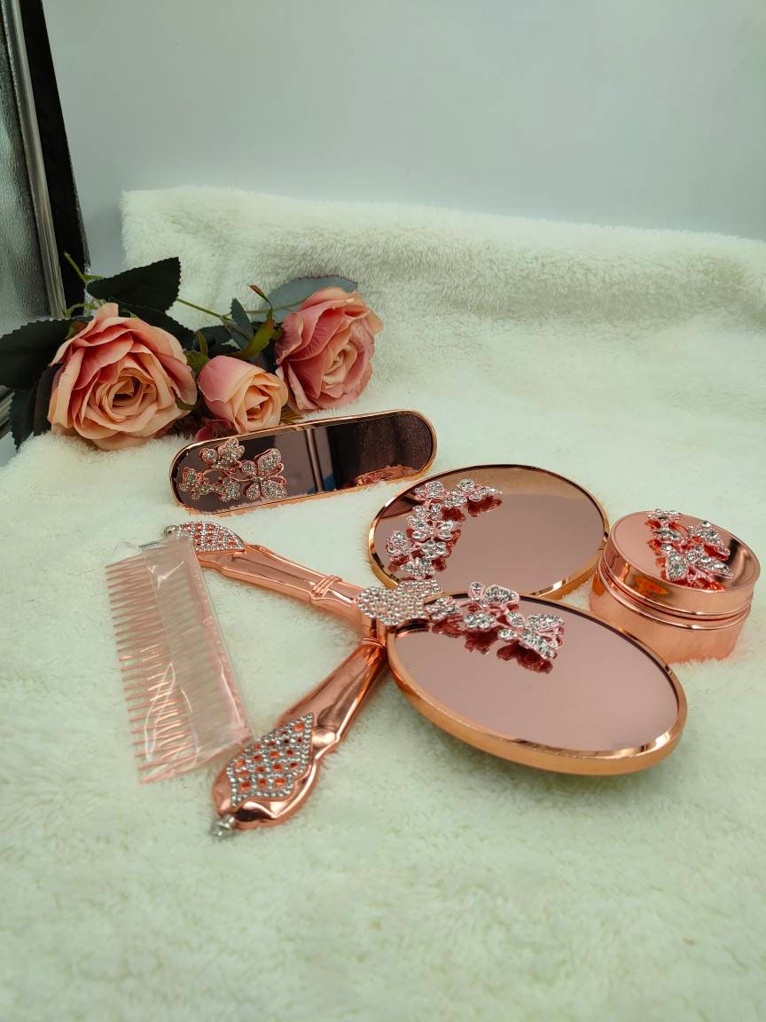 Personalized Bronze Brush and Mirror Set Mirror and Comb Set Etsy Canada