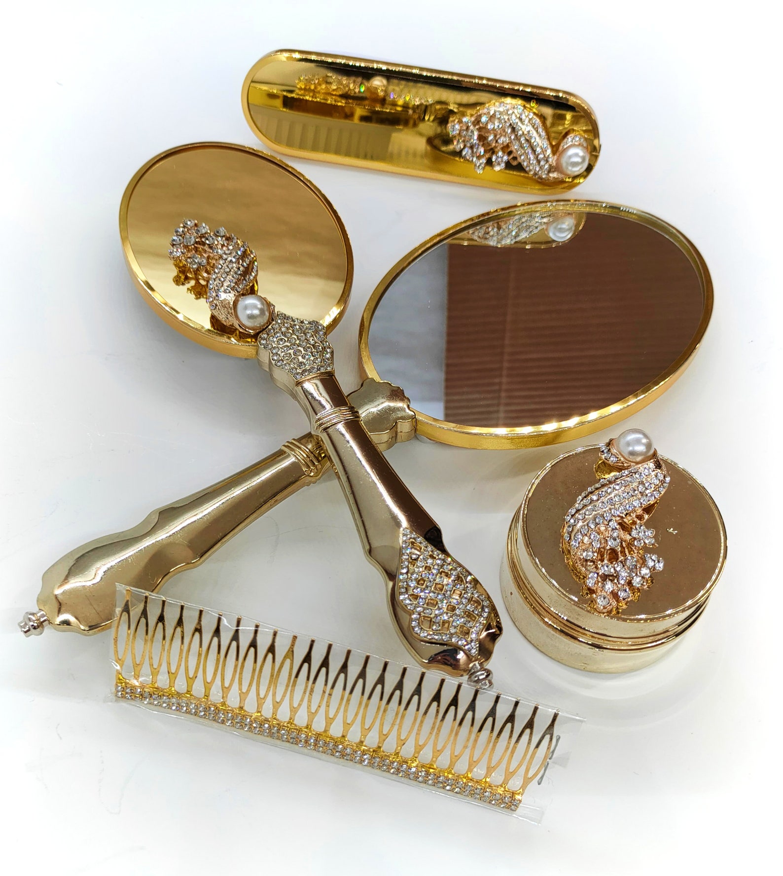 Brush and Mirror Set Vanity Mirror Mirror and Comb Set Etsy