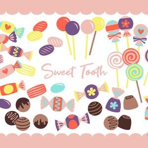Candies Clipart Images, Vector Graphics, Lollipops and Pralines Digital Clip Art, Digital Illustrations / SC004