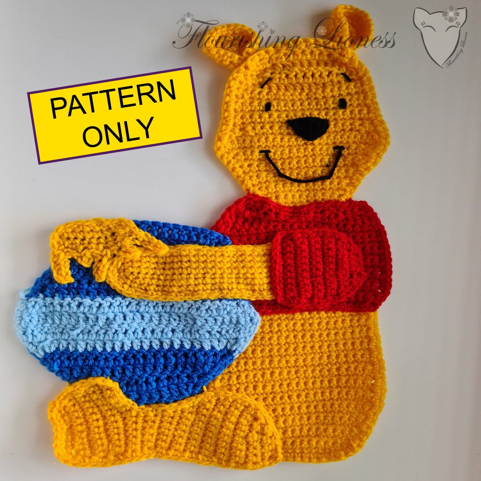 Disney Pooh Bear Crocheted Applique PATTERN ONLY Etsy
