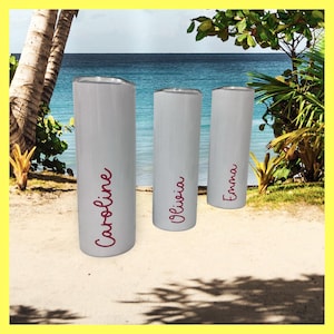 Personalized  White Insulated Skinny Tumbler 20oz with Lid and Straw,Tropical Summer, Bachelorette Party Gifts, Bridal Shower Gifts in USA.