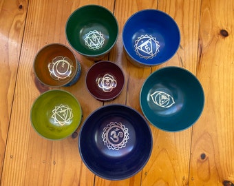 seven chakra singing bowl set-set of 7 singing bowl -Chakra Healing singing bowl set from Nepal-Best for Healing and balancing chakra