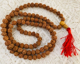 108  Rudraksha Mala-Prayer beads-108 Beads,japamala-Handmade in Nepal-Blessed by Monk-Mala for pray-Religious mala