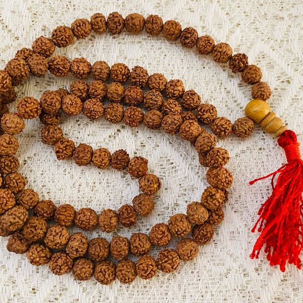 108  Rudraksha Mala-Prayer beads-108 Beads,japamala-Handmade in Nepal-Blessed by Monk-Mala for pray-Religious mala