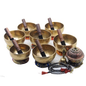 Singing Bowl set of 7- 7 Chakra Healing singing bowl set-Sound bath Singing bowl set-Handmade Singing bowl set of 7 best for Chakra Heal