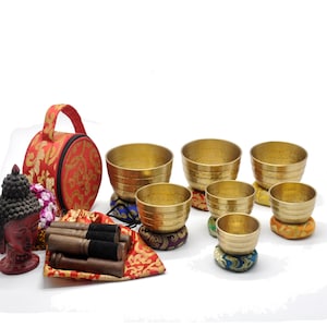 Hand Beaten Chakra set singing bowl-set of 7 singing bowl -Chakra Healing singing bowl set from Nepal-Best for Healing and balancing chakra