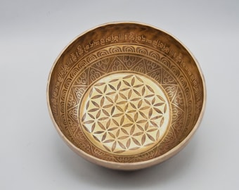 10 inches Diameter Flower of life Blessed Himalayan singing bowl for healing and Meditation-Chakra healing singing bowl from nepal-Chakra