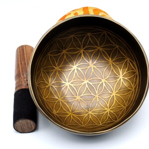 Flower of Life Singing Bowl: 6-inch Tibetan Bowl for Healing