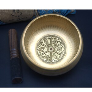 Mantra Mandala Embossed Singing Bowl - 6 inch Hand Beaten Bowl for Sound Healing