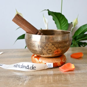 Mantra Carved Singing Bowl: 6-inch Chakra Healing Tibetan Bowl