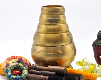 set of 5 singing bowl -Hand Beaten Chakra set singing bowl-Chakra Healing singing bowl set from Nepal-Best for Healing and balancing chakra